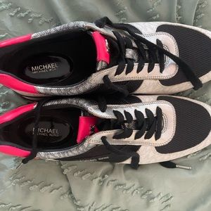 Michael Kors Sneakers White/Black/Pink Size 10.